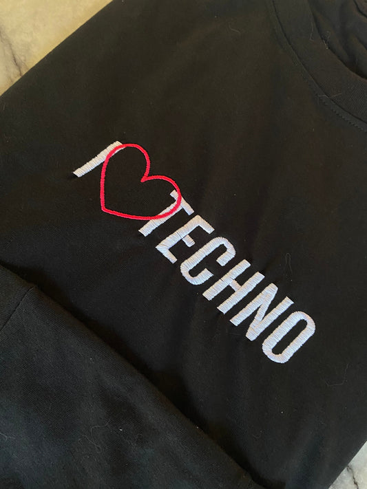 I Heart Techno • Embroidered T-shirt