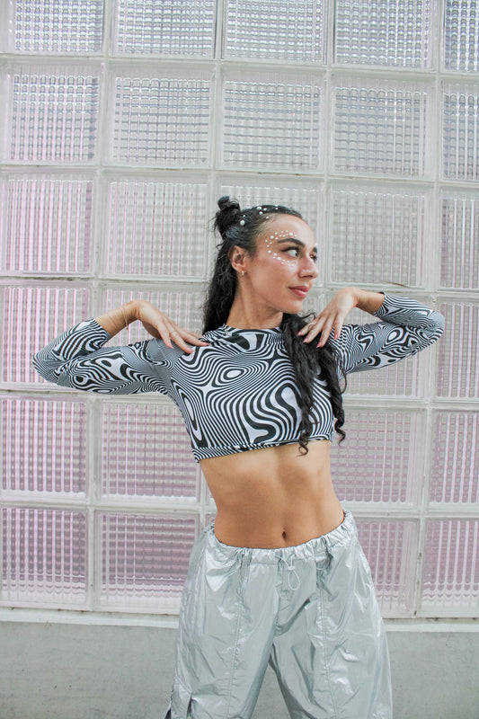 Warped • Long-Sleeve Crop Top